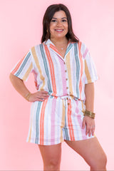 Sunset Stripe Knit Button-Up Set