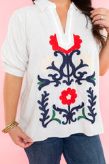 Short Puff Sleeve Mix Media Top