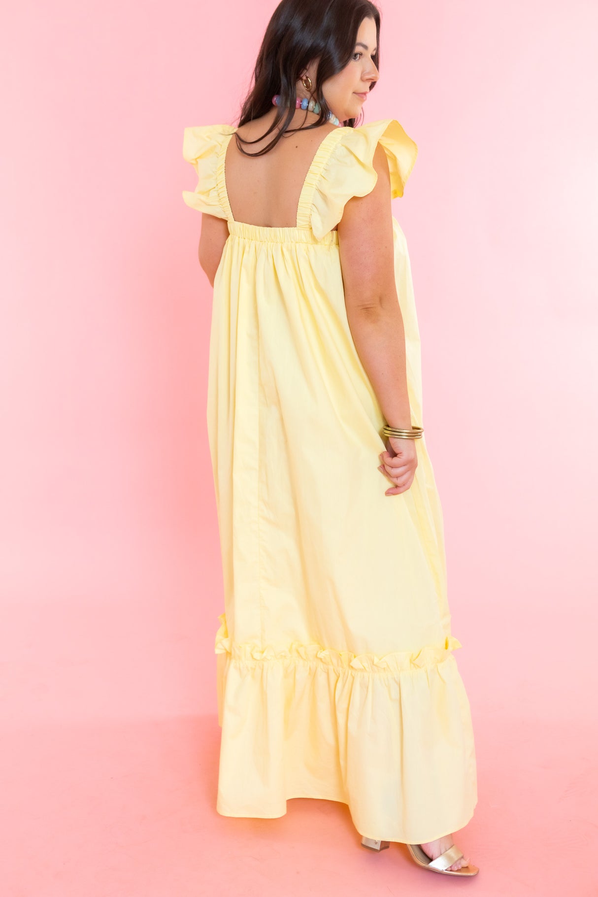 Ruffled Cap Sleeve Midi Dress