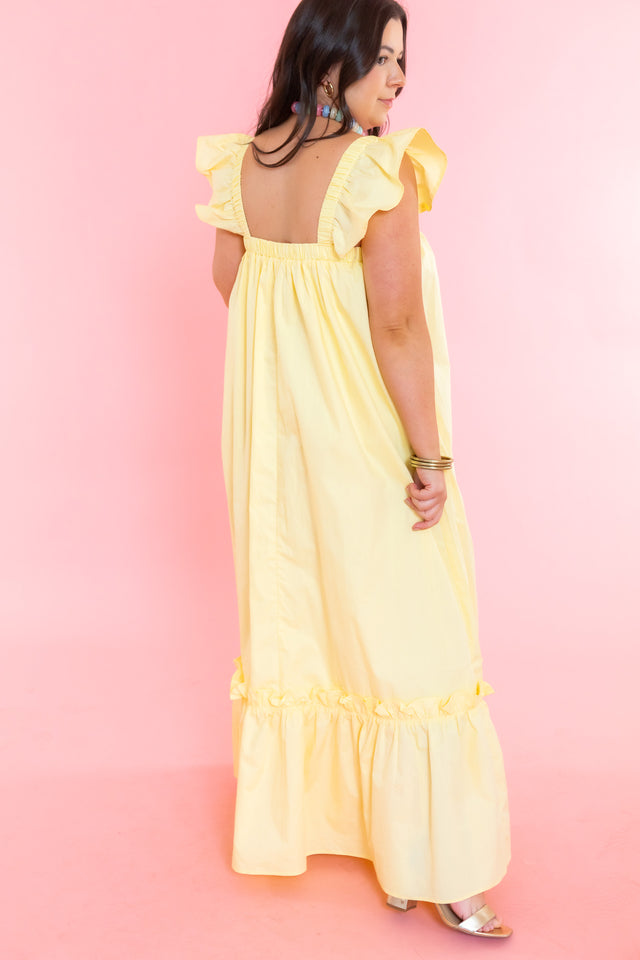 Ruffled Cap Sleeve Midi Dress