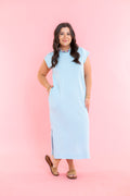 Mineral Wash Cap Sleeve Midi Dress