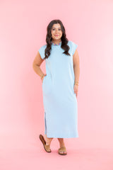 Mineral Wash Cap Sleeve Midi Dress