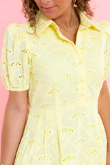 Yellow Eyelet Midi Dress