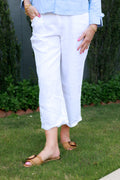 Linen Pleat Button Capri