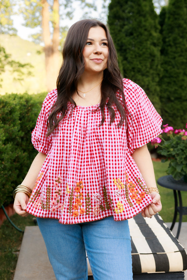 Ivy Jane | Gingham & Flowers Top