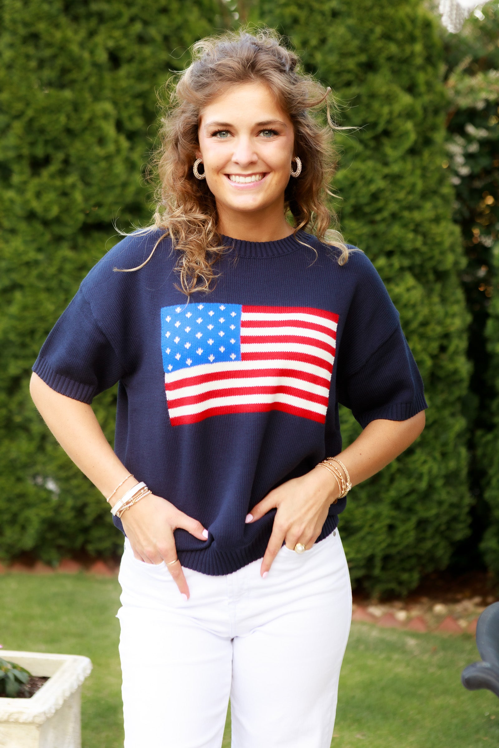 American Flag Knit Top