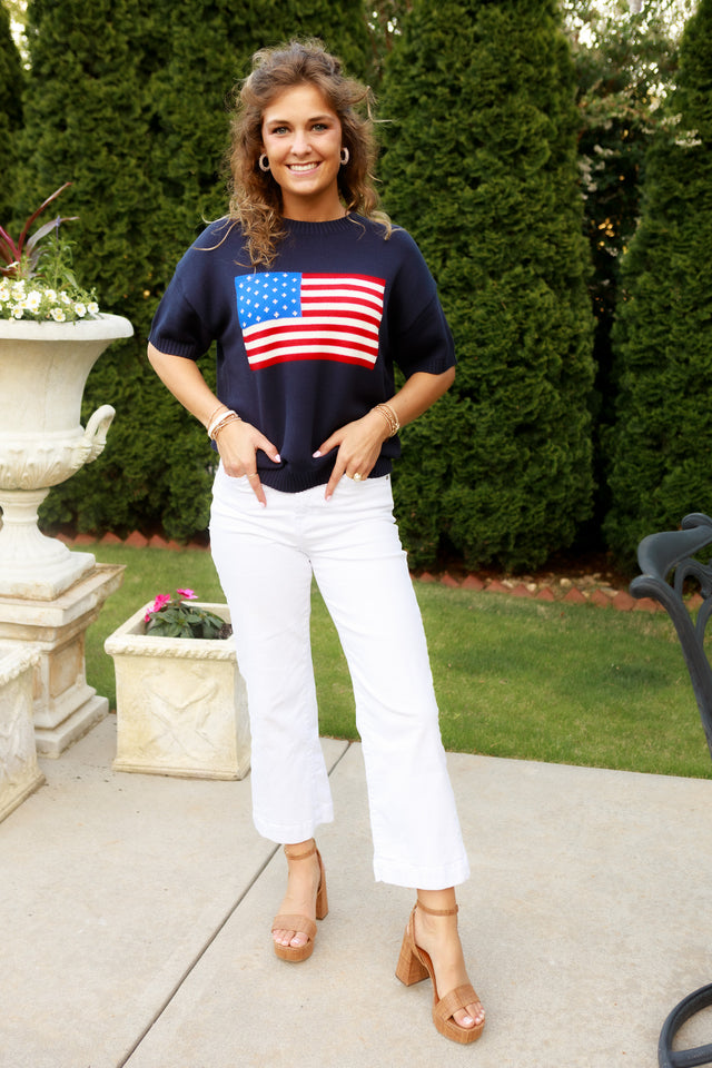 American Flag Knit Top