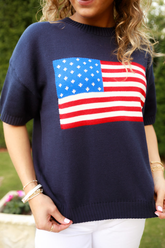 American Flag Knit Top