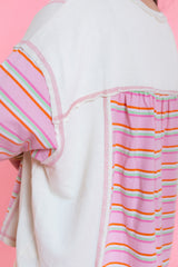 Stripe Mixed Knit Top