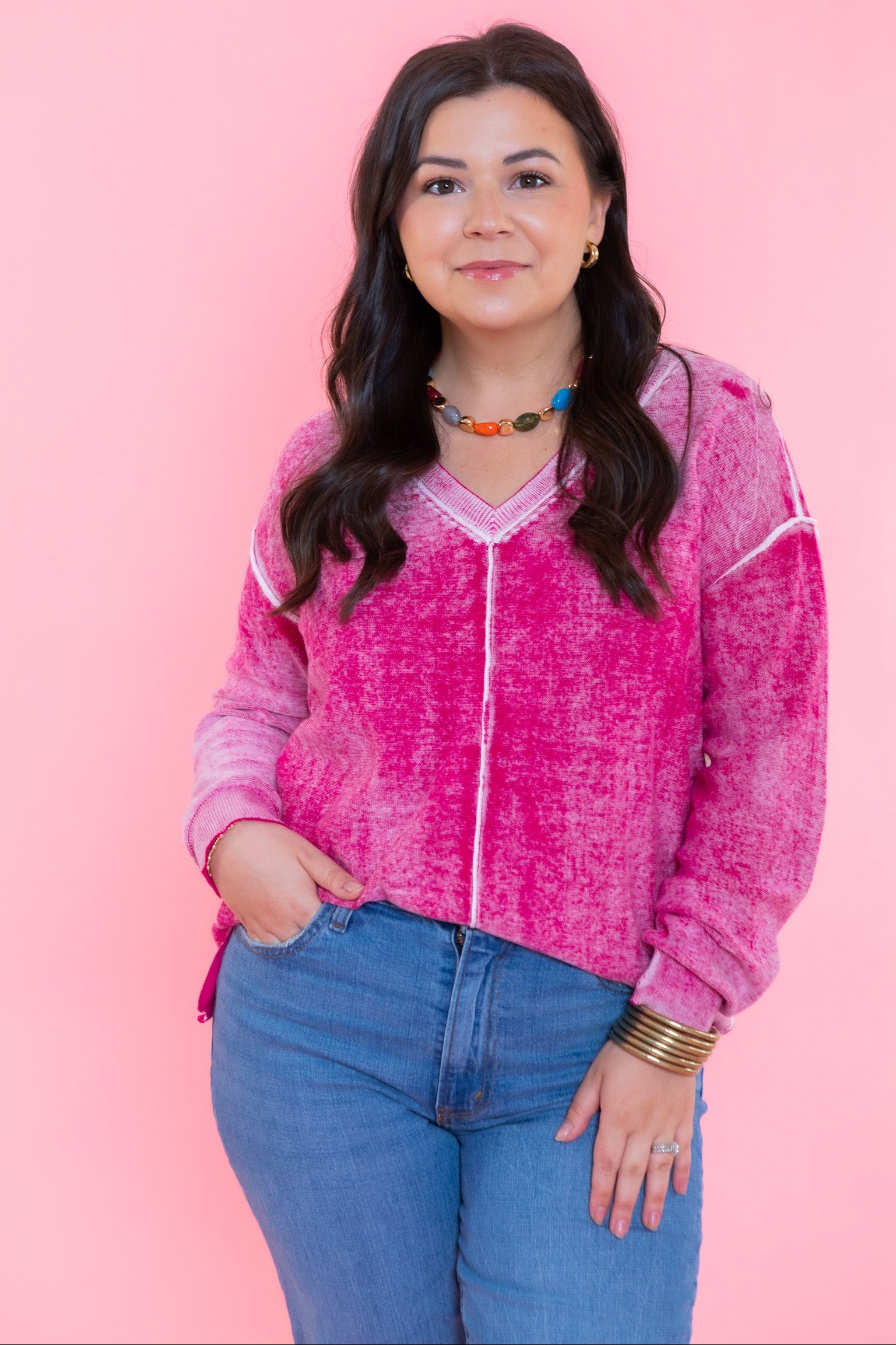 Tribal | Lightweight Cotton V-Neck Sweater