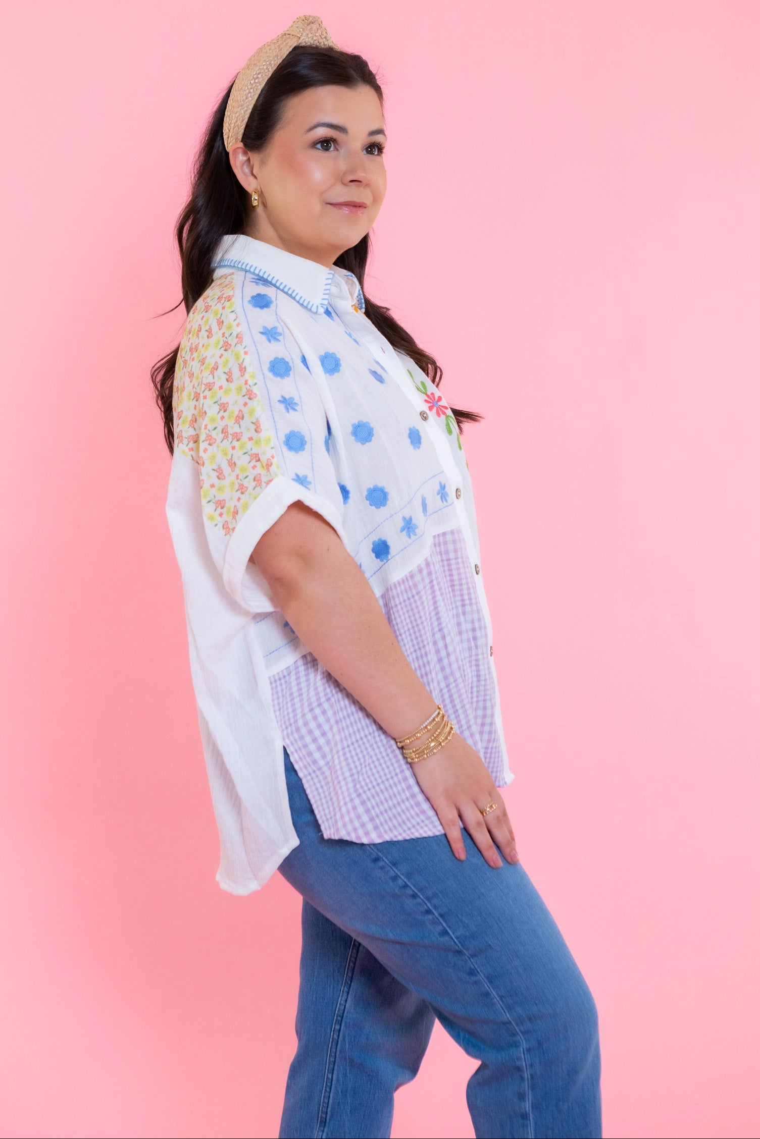Multi-Embroidered Boho Shirt