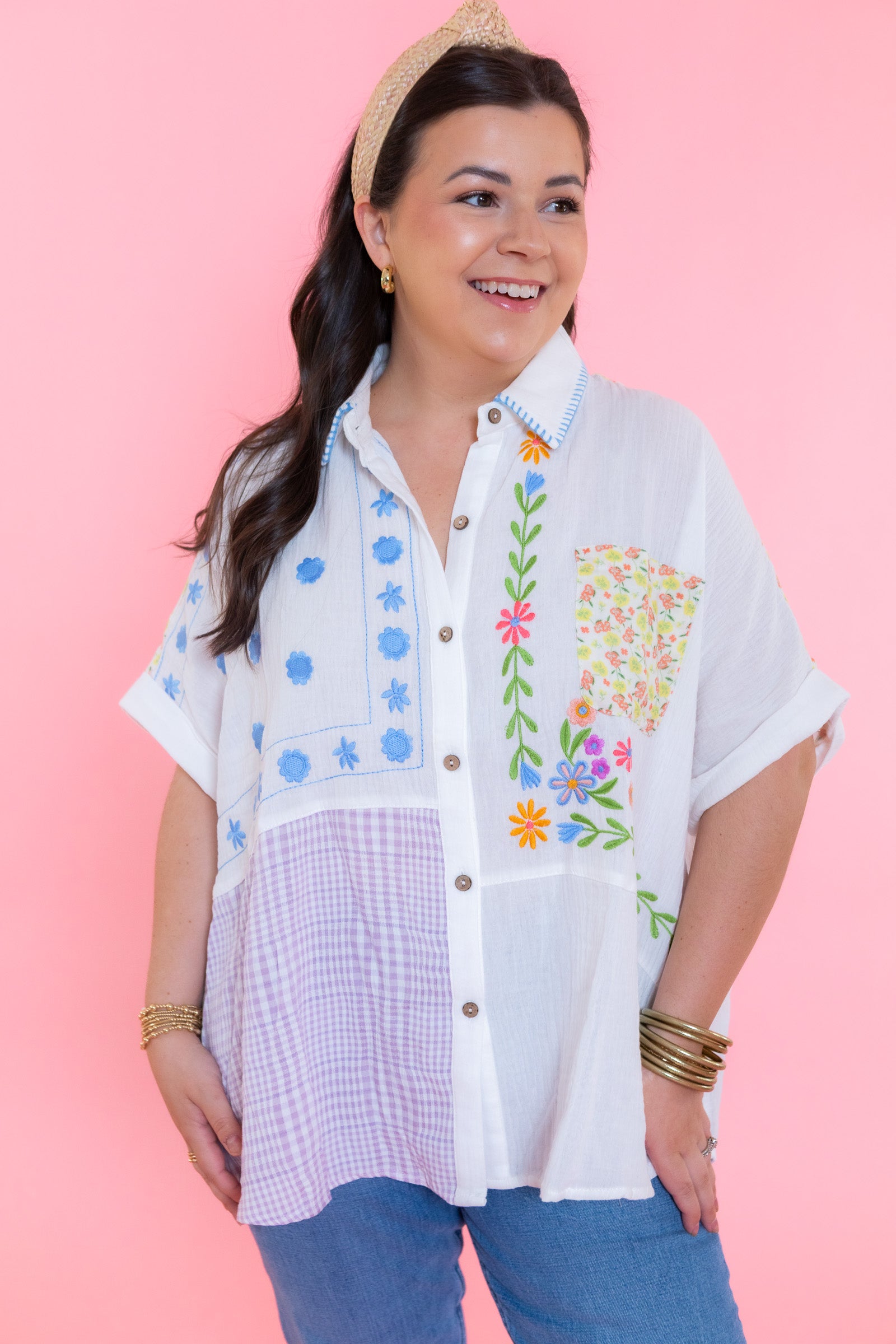 Multi-Embroidered Boho Shirt