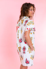 Short Sleeve Floral V-Neck Dress