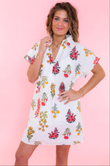 Short Sleeve Floral V-Neck Dress