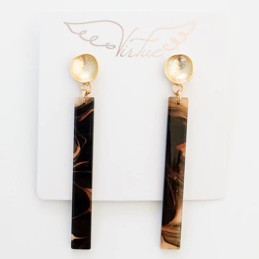 Virtue | Acrylic Bar On Round Hammered Post Earrings