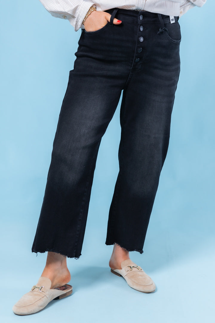 Judy Blue | High Waisted Destroyed Raw Hem Crop Wide