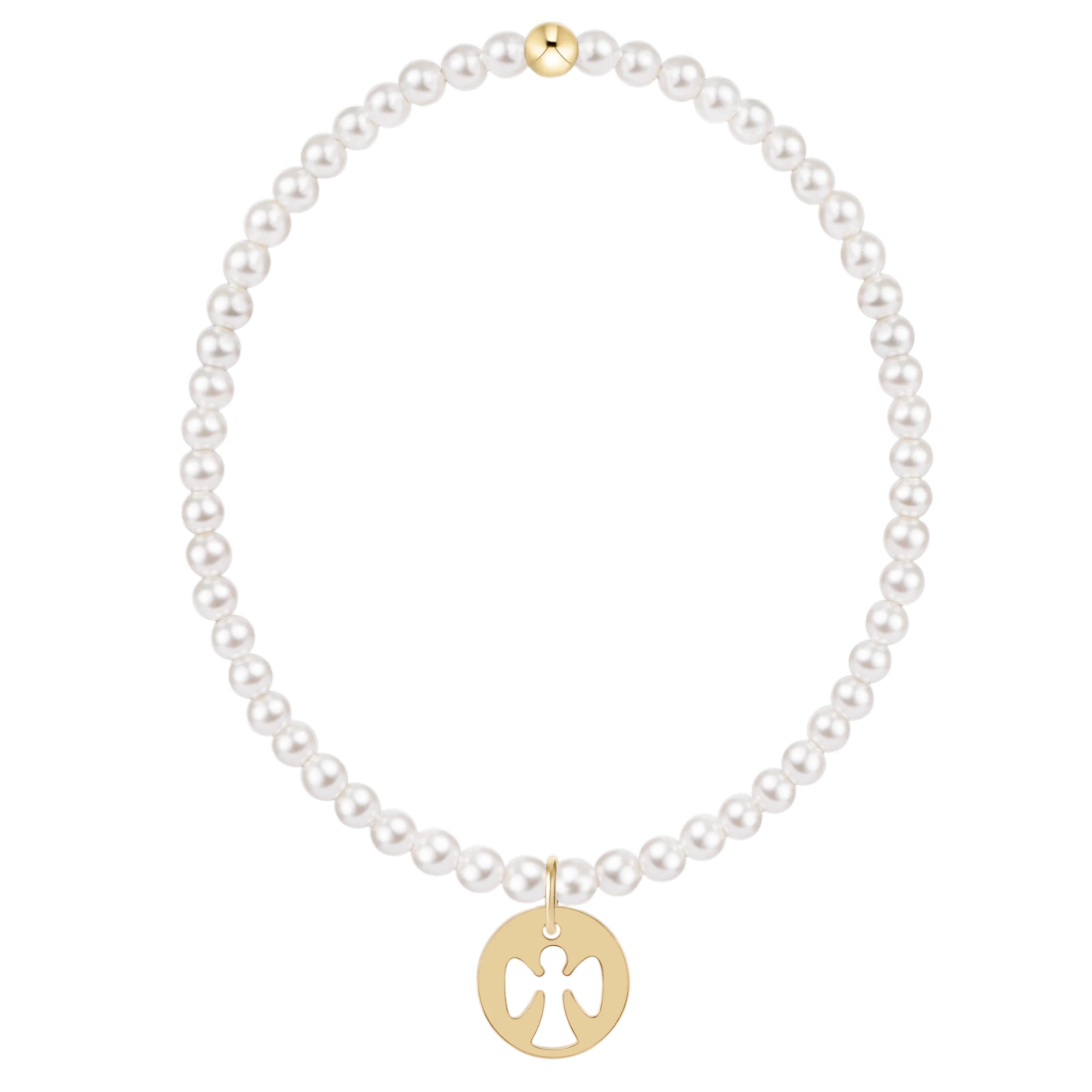 Enewton | Classic Pearl 3mm Bracelet | Guardian Angel Gold Disc