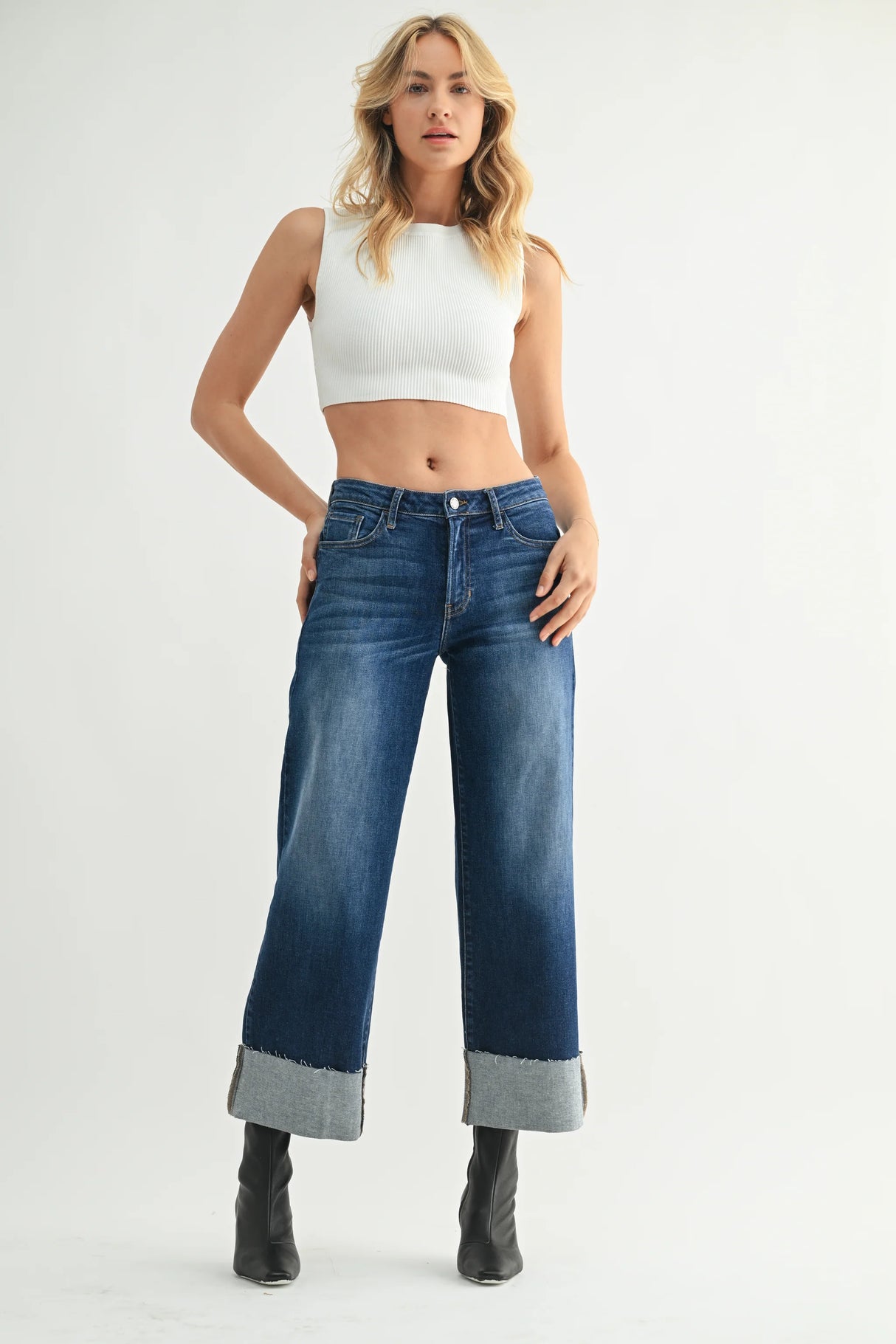 The Scissor Cuffed Slim Wide Leg