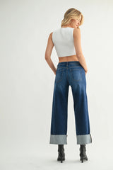 The Scissor Cuffed Slim Wide Leg