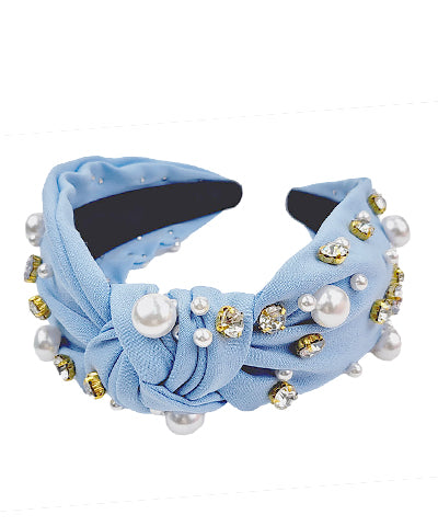 Pearl & Crystal Studded Knotted Headband