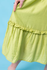 Kiwi Kissed Ruffle Midi Dress