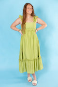 Kiwi Kissed Ruffle Midi Dress