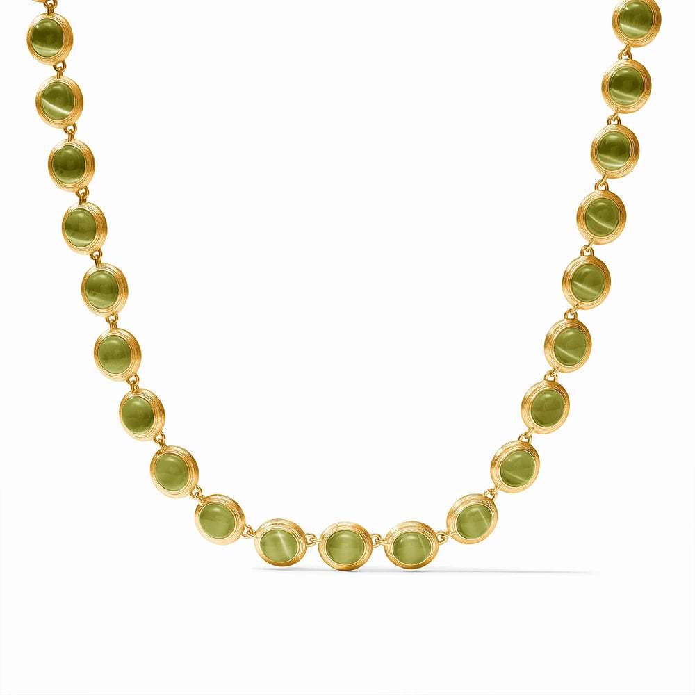 Julie Vos | Cobblestone Tennis Necklace - Green Cat's Eye