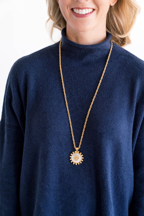 Susan Shaw | Long Mother of Pearl Jerusalem Cross Necklace
