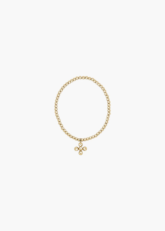 Enewton | Classic Gold 3mm Bead Bracelet- Classic Beaded Signature Cross Gold Charm- 4mm Bead