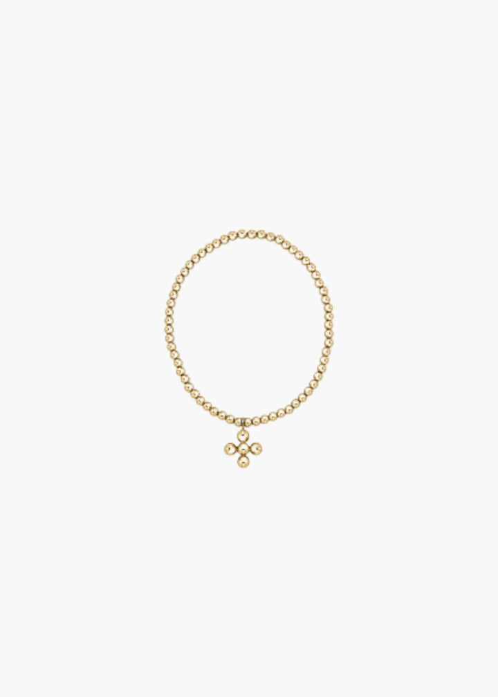 Enewton | Classic Gold 3mm Bead Bracelet- Classic Beaded Signature Cross Gold Charm- 4mm Bead