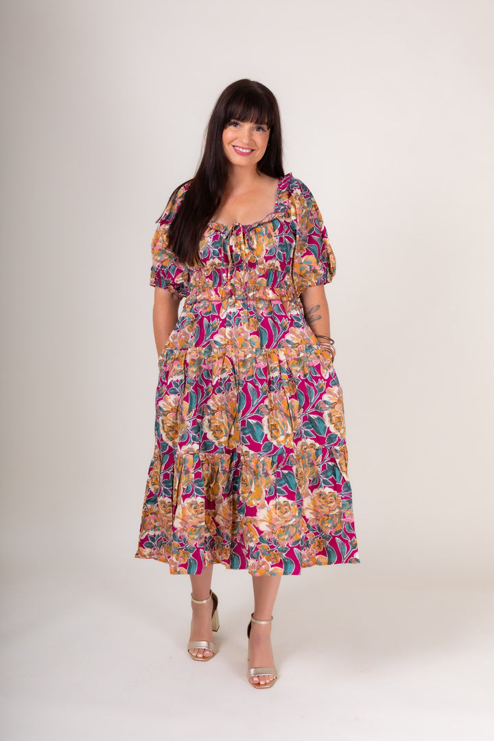 Maeva Floral Print Midi Dress