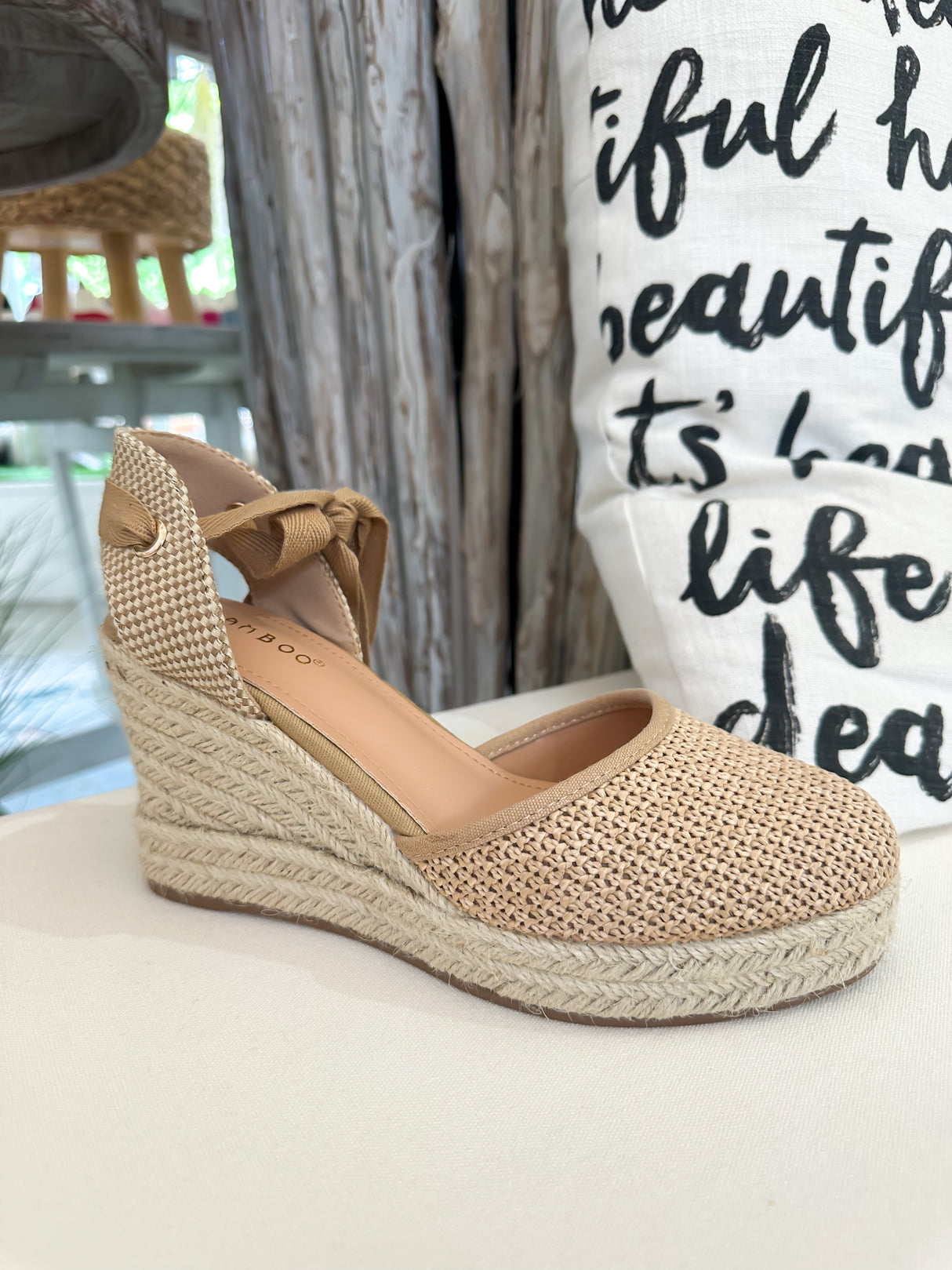 Bamboo| Espadrille Natural Crochet Wedge