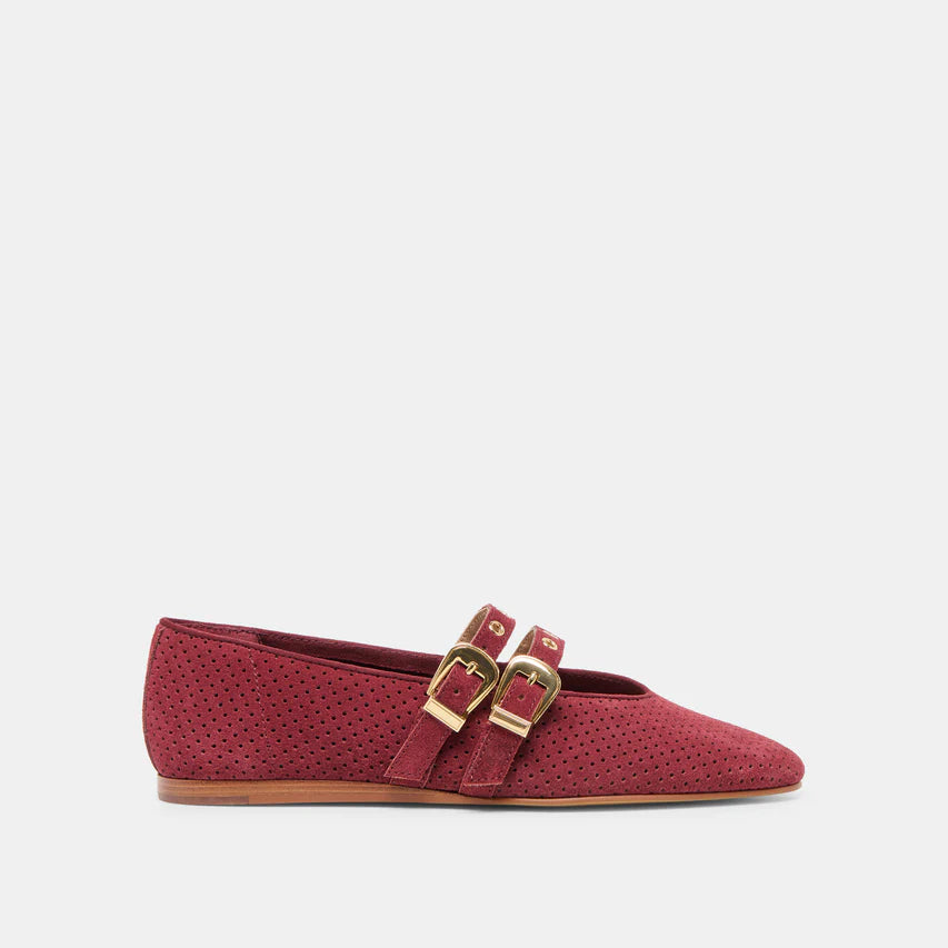 Dolce Vita | Baylee Grommet Ballet Flats Oxblood Perforated Suede