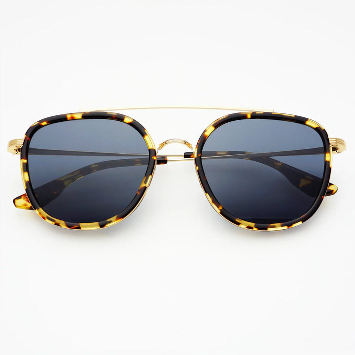 Freyrs | Weston Round Unisex Sunglasses - Yellow Tortoise / Grey