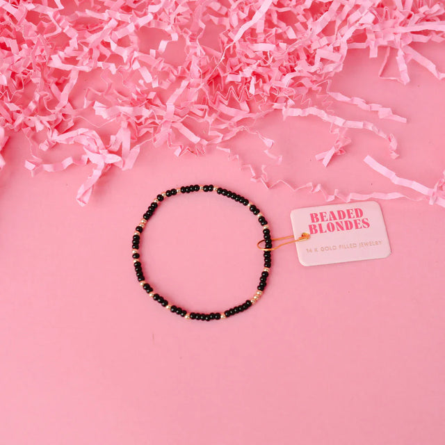 Beaded Blondes | Black Dainty Sprinkle Bracelet