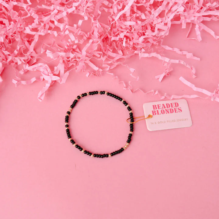 Beaded Blondes | Black Dainty Sprinkle Bracelet