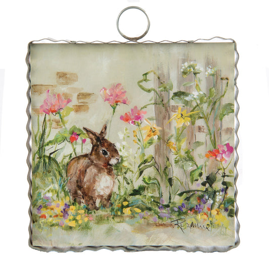 The Round Top Collection | Mini Brown Bunny In Garden Print
