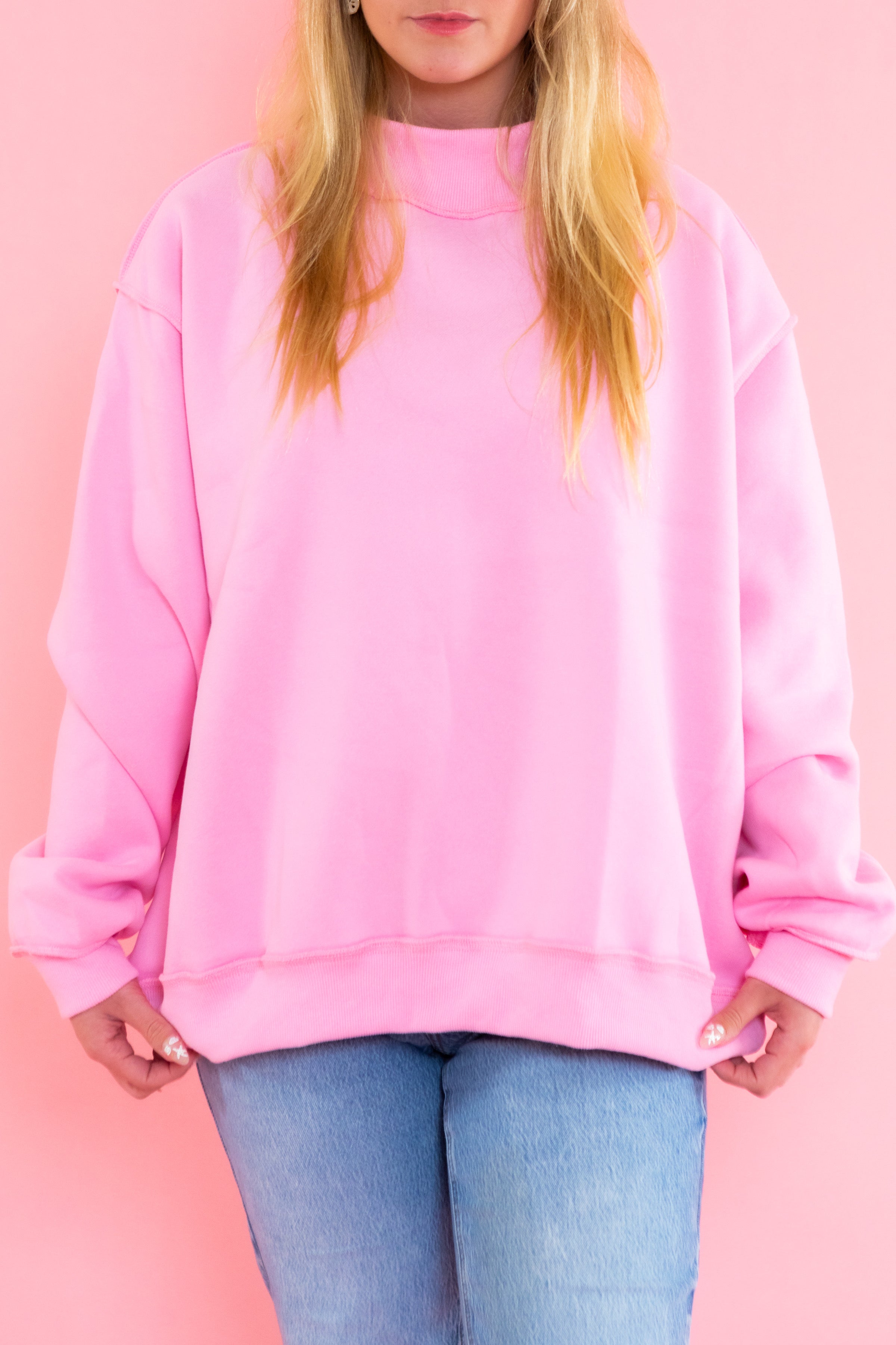 Solid Reversible Mock Neck Sweatshirt Top