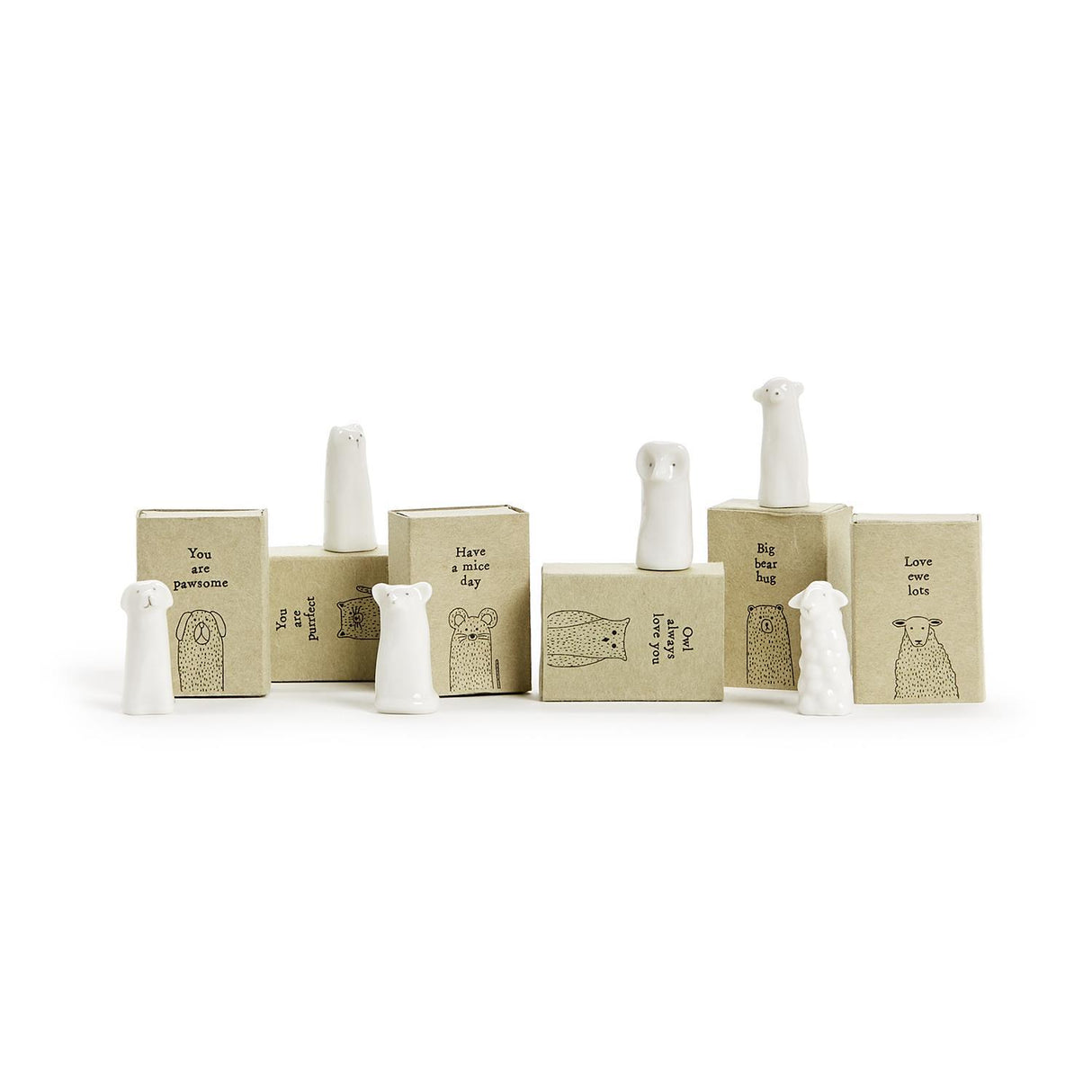 Two's Company | Tall Animal Matchbox in Gift Box With Saying