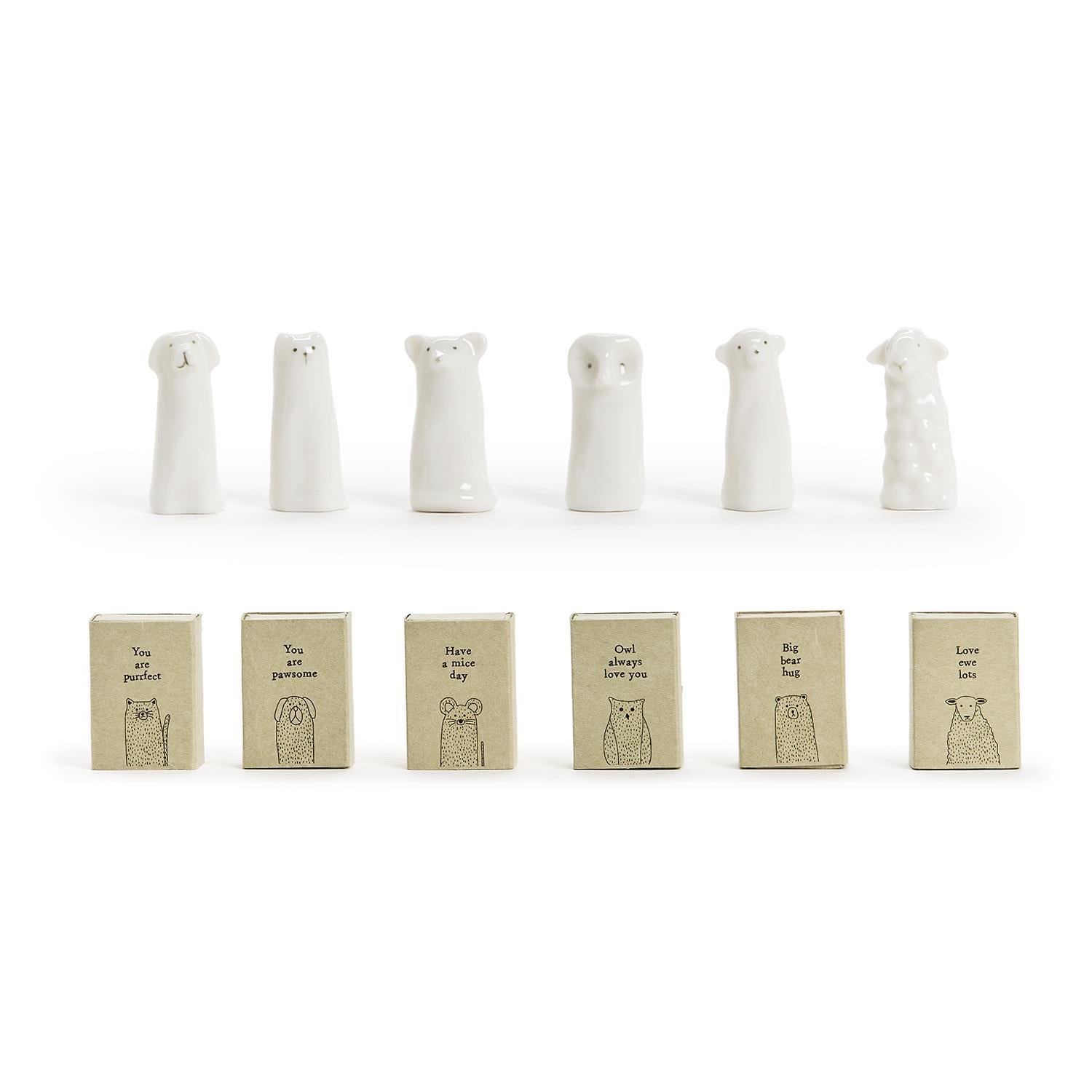 Two's Company | Tall Animal Matchbox in Gift Box With Saying