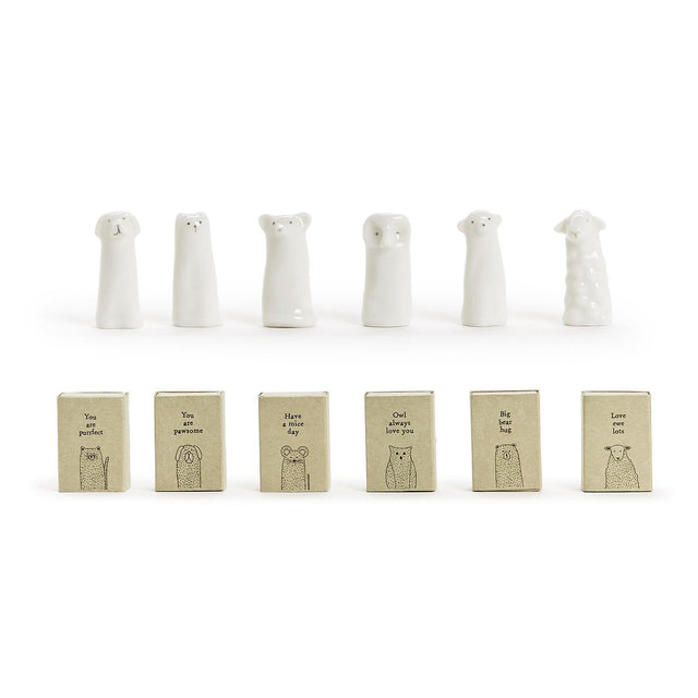 Two's Company | Tall Animal Matchbox in Gift Box With Saying