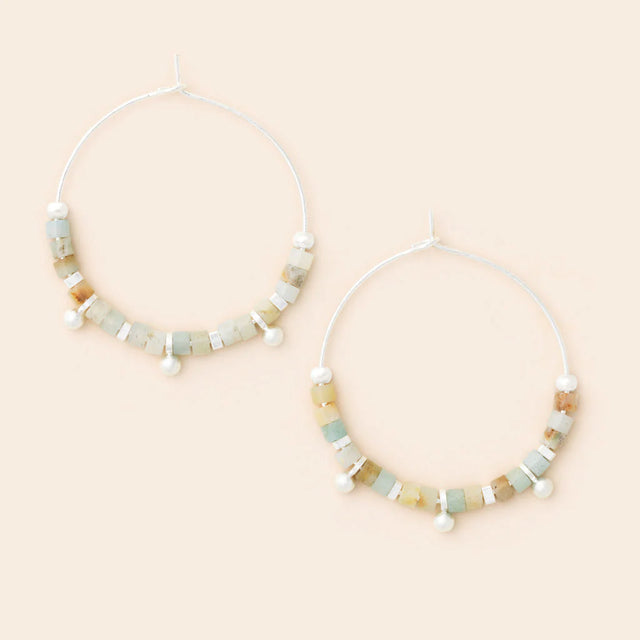 Scout | Stone Disc Hoop Earring - Amazonite/Silver