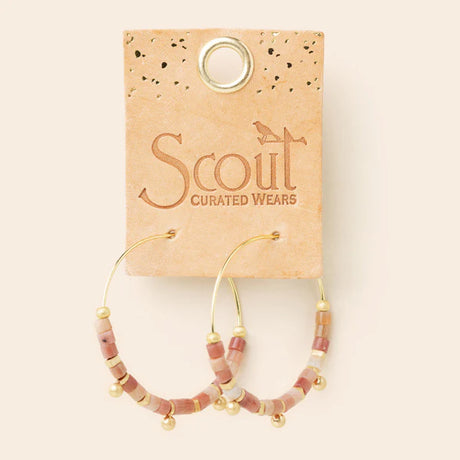 Scout | Stone Disc Hoop Earring - Rhodonite/Gold