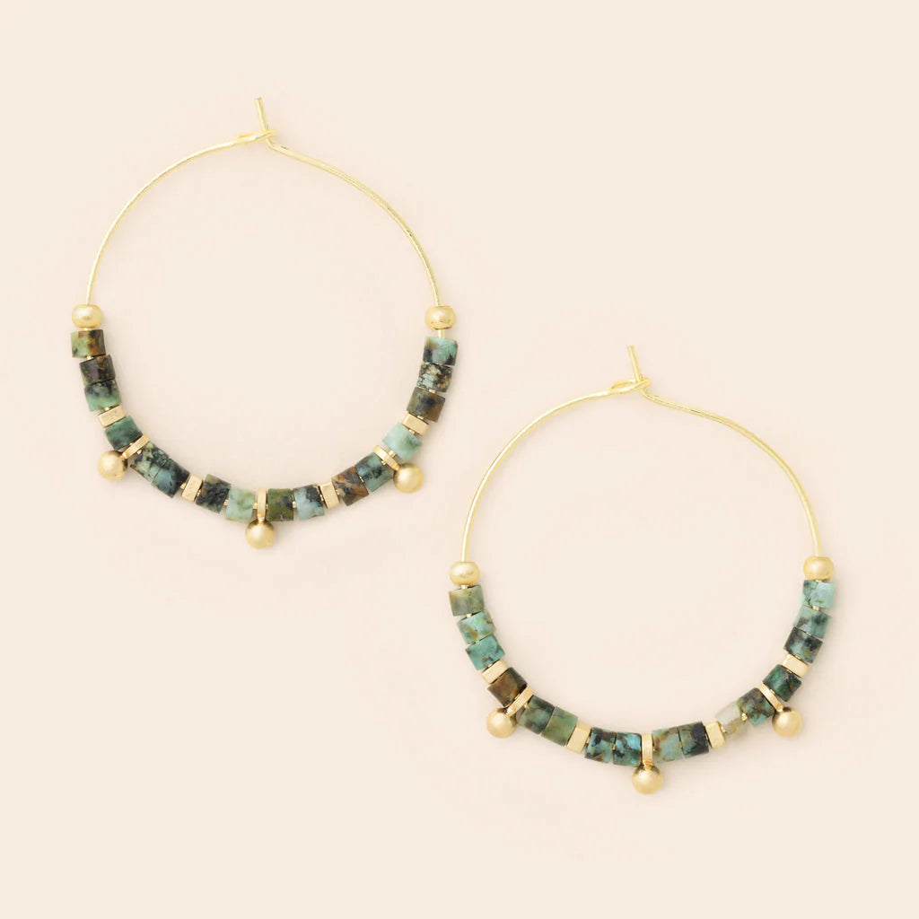 Scout | Stone Disc Hoop Earring - African Turquoise/Gold