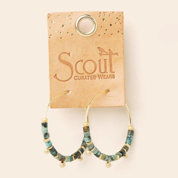 Scout | Stone Disc Hoop Earring - African Turquoise/Gold