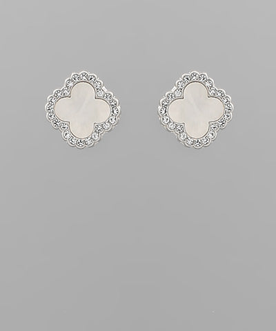 Load image into Gallery viewer, Pave Outline Clover Studs
