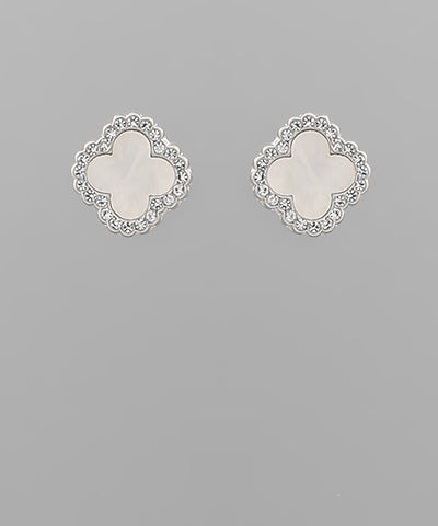 Pave Outline Clover Studs