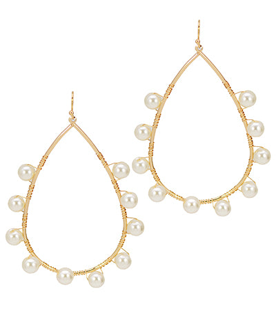 Wired Pearl Teardrop Earrings