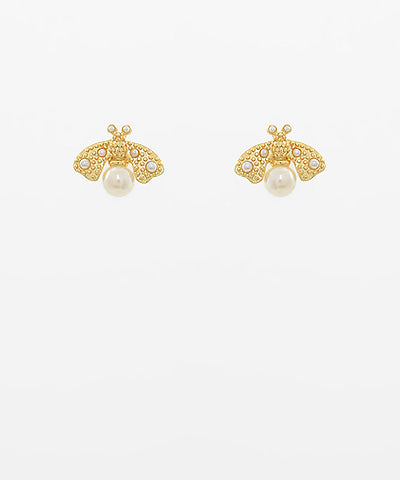 Butterfly & Round Pearl Earrings