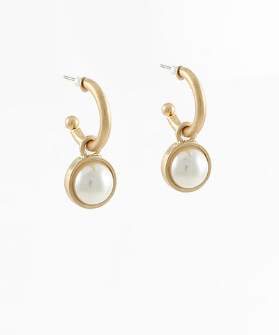 Pearl Dangling Metal Hoops